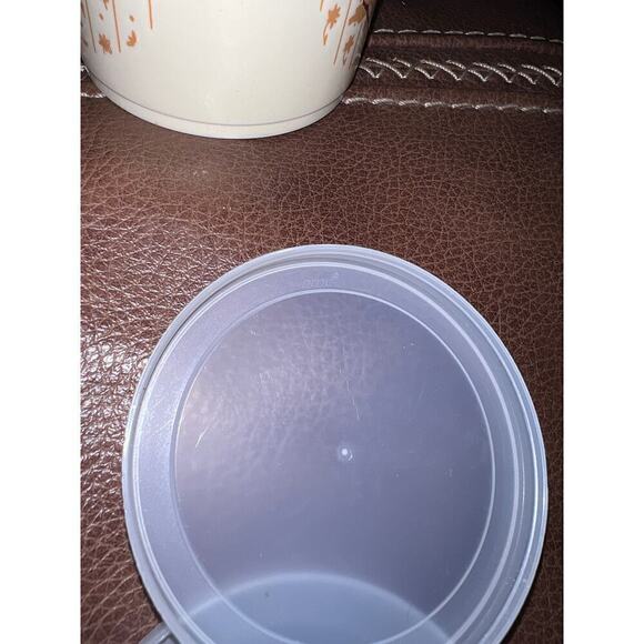 Vintage 70’s Plastic Container Crock Butter Tub with Lid Set of 2 Harvest Design - Picture 4 of 10